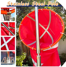 Heavy Duty Wind Sock Waterproof for Direction, Stainless Steel Wind Vane Pole, Wind Direction Flag With Reflective Belt, for Helipad, Oil, Garden(2.6 m pole)