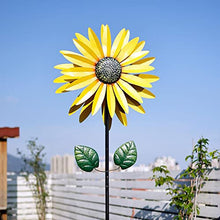 GenSDH Outdoor Patio Decor, Flower Garden Wind Spinner Large Metal Decor Wind Sculpture for Yard Garden Ornament Windmill Spike,Yellow 2M,Yellow 2m