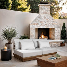 Meridian Furniture 111White-S2B Mirella Collection Modern | Contemporary Outdoor Patio 2pc. Modular Loveseat with Solid Teak Frame, Water Resistant Fabric, 74" W x 38" D x 27" H, White