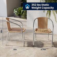 Flash Furniture Lila 23.5'' Square Aluminum Indoor-Outdoor Table Set with 2 Beige Rattan Chairs