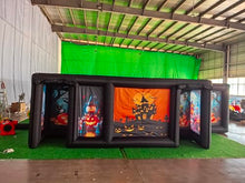 AIRMAT FACTORY Inflatable Maze Halloween Haunted House with Roof, Outdoor Inflatable Labyrinth Maze Game, Spooky Theme with Pumpkins/Bats/Ghosts, Includes Blower/Repair Kits, 20x20ft