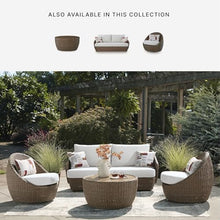Signature Design by Ashley Cardiff Beach Patio Furniture Set with Swivel Chairs, Rust-Resistant Aluminum Frame, All-Weather Wicker and Nuvella Performance Fabric, Outdoor Seating for Poolside, Beige