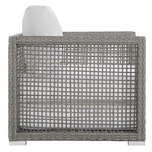 Modway Aura Outdoor Patio Wicker Rattan Sofa Set Gray White
