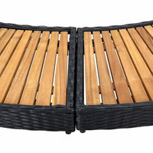 PHGTYUK Spa Surround Black and Natural Wood with Cushioned Mini Sofa and Ample Storage for Outdoor Hot Tub, Durable Poly Rattan and Acacia Wood Design Fits Up to Six People