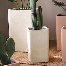 ZOCWJK Planter Pots Plant Pots Straight Rectangular Pure White Large Faux Cement High Models Floor Flower Pots Simple Bottom with Drainage Holes Planters Flower Plant Pot,Medium