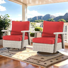 Yokayoay Wicker Patio Chairs Set of 2 Outdoor Swivel Rocking Chairs Grey/Red