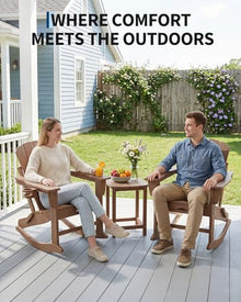 2 Pack HDPE Folding Adirondack Rocking Chair with Retractable Ottoman