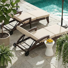 DAYARUS Chaise Lounge Chairs Set of 6, Upholstered 5-Positions Adjustable Pool Loungers, 80" Long Wicker Outdoor Lounge Chairs, Patio Chaise Lounges with Wheels for Sunbathing/Deck/Yard, Khaki