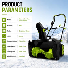 22" Electric Snow Sweeper, Hand Push Rechargeable Snow Removal Machine 2batteries