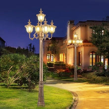 iumLeap 2M Traditional Victorian Outdoor Lamp Post Light,Five-Head, Brown Pole for Outside, Anti-Rust Aluminum Ip55 Glass Garden Lawn Path Column Light, Post Lantern E27 Base