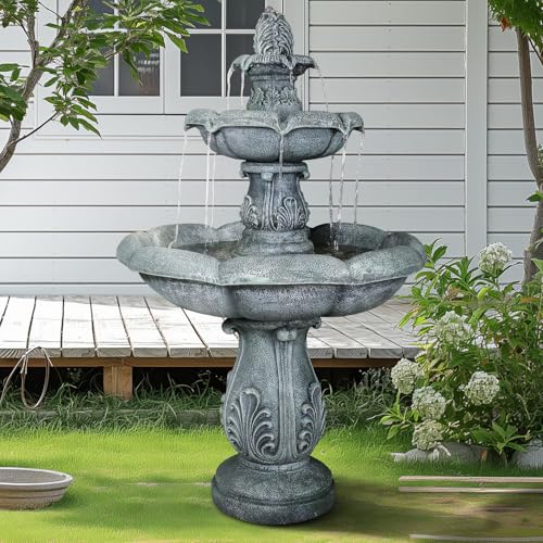 ourrco 48" H Elegant Water Fountain Outdoor Garden - Decorative Water Fountain Outdoor with Intricate Design for Patio, Backyard, Lawn, Outside Decor