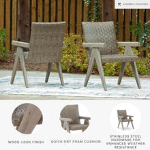 Signature Design by Ashley Haven Retreat Outdoor Arm Chair (Set of 2), All-Weather Resin Wicker, Rust-Resistant Aluminum Frame & Quick-Dry Foam Cushion, Casual Patio Dining Seating, Beige/Brown