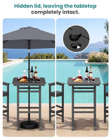 SERWALL 3 Pcs HDPE Bar Height Adirondack Chairs and Bar Table Set, Grey