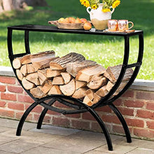 DOIBG Iron Black Outdoor Floor Standing Firewood S Shelf Table for Entryway Multifunctional Stand with S Space