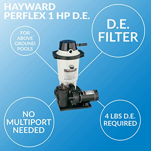 Hayward W3EC40C92S Perflex 1 HP Diatomaceous Earth Filter Pump System Gray