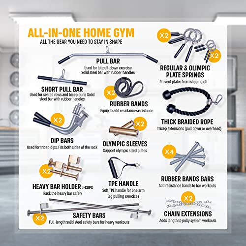 Gymnastics Power Gym Machine with LAT Pulldown & Pull Up Bar Mate Dark Gray