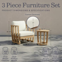 Alaterre Furniture Orris 3 Piece Outdoor Patio Furniture Set - Weather-Resistant Eucalyptus Wood Patio Table and Chairs Set of 2 - Modern Outside Furniture Set for Porch, Deck, or Poolside (Natural)