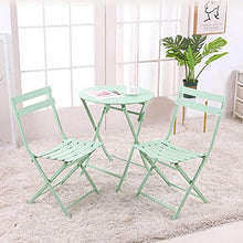 JIQHOHX Modern Furniture 3PC Garden & Patio Table & 2 Chairs Cast Iron Bistro Set,Balcony Table Chairs Furniture,Folding Outdoor Garden Patio Dining Table and Two Chairs