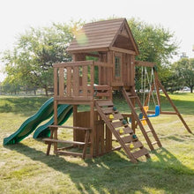 Swing-N-Slide Lookout Mountain Wooden Swing Set with Slides & Climbing Wall Brown