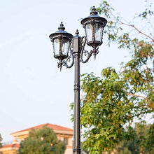 Post Lights Outdoor 2-Head Traditional Victoria High Pole Landscape Street Light Aluminum Glass Outdoor Patio Lawn Lighting Pillar Lamp IP55 Waterproof Garden Courtyard Column Post Light Pillar L