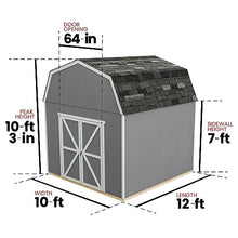 Handy Home Products Braymore 10x12 Do-It-Yourself Wooden Storage Shed with Floor Kit- Does not Include Paint or Roofing Shingles