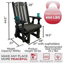 Amish Casual Heavy Duty 600 Lb Mission High Back Treated Glider Chair with Cupholders (Semi-Solid Black Stain)