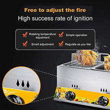 EliteBloom Commercial Gas Fryer,Stainless Steel Fat Fryer,with Basket and Lid,Freestanding Temperature Control,for Restaurant Home Fries Chip,6L+6L,6L