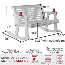 Amish Casual Heavy Duty 800 Lb Roll Back Pressure Treated Double Rocker with Cupholders (Semi-Solid White Stain)