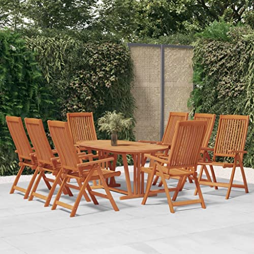 GFMGUEMV Solid Eucalyptus Wood Garden Chairs 8 Piece Set, Adjustable Backrest Patio Chairs with 5 Reclining Positions, Foldable Outdoor Seating for Patio Terrace