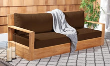 SAFAVIEH Couture Outdoor Collection Kauai Natural/Dark Brown Teak Solid Wood Patio Sofa