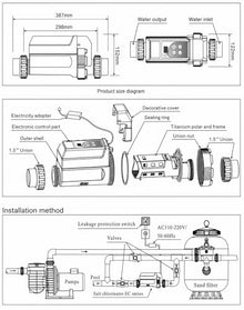 Automatic Salt Water Chlorination System, Smart Salt Chlorinator System, with Self Cleaning Function, Complete Functionality, for Swimming Pool, Spa Pool