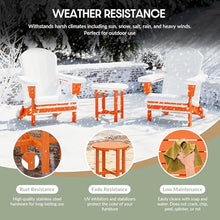 WestinTrends Malibu 3-Piece Outdoor Folding Adjustable Adirondack Chair with Cup Holder & Hideaway Ottoman and 18" Side Table, Orange