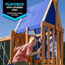 Sportspower North Peak Wooden Swing Set with A-Frame & Slide Yellow/Blue