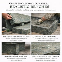 Walttools Concrete Bench Mold – 6 ft Heirloom Slate Precast Casting Form – Heavy-Duty Polyurethane Outdoor Concrete Bench Mold for DIY & Professional Hardscape Projects