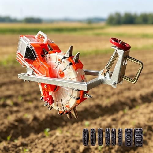Farm Seed Planter and Spreader, Double Row Precision Garden Seed Planter Spreader, Towable Agricultural Seeder for Corn Soybean Peanut Cotton(7-Hole)