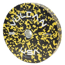 VULCAN 160 lb Alpha Bumper Plate Set Yellow Fleck Green Fleck Grey Fleck