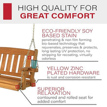 Amish Casual Heavy Duty 800 Lb Mission Treated Porch Swing with Hanging Chains and Cupholders (5 Foot, Cedar Stain)