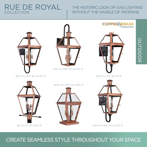 Quoizel Rue De Royal Charleston Outdoor Wall Lantern 23.5 Inch 2-Light Aged Copper