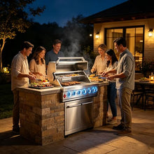 6 Burner Built In Gas Grill Island Head, Stainless Steel 39 Inch Propane Grill with Rear Burner, 72,000 BTUs, 684 SQ In Racks with Dual Fuel Compatibility
