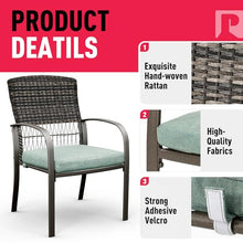 Pamapic 7 Piece Rattan Outdoor Dining Set with Iron Table and Swivel Chairs Green