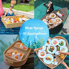 Round Floating Tray Drink Float Tray - Brown Woven Hot Tub Side Table for Drinks and Breakfast, Multipurpose Water Tray, 80 * 20Cm - Black.,White-60 * 20cm