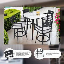 Modern Outdoor 2-Piece Swivel Bar Chairs – Aluminum Frame with Ember Black, 360° Swivel, Ergonomic Backrest & Armrests, Tapered Legs, Cushion, Weather-Resistant & Durable Patio Bar Stool