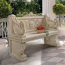 Design Toscano Neoclassical Swan Outdoor Garden Bench 5 Foot Ancient Ivory