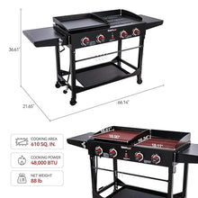 Grills House GD402 4-Burner Propane Gas Grill and Griddle Combo Black
