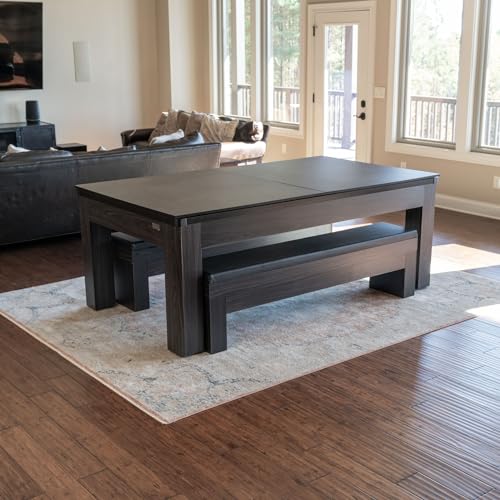 Chamberlain Game Tables New York Nights 7 Ft Pool Table Set with Benches and Top Espresso