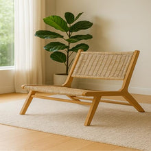 TeakCraft Teak Rattan Lounge Bench for 2 – Mid Century Modern Bench, Solid Teak Wood, Natural Rattan, Boho & Scandinavian Style Seating for Living Room, Bedroom, Patio – Easy Assembly, The Lyra