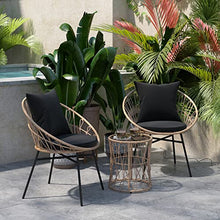 Flash Furniture Rattan 3-Piece Indoor/Outdoor Bistro Set, Tan/Black