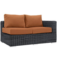Modway Summon Wicker Rattan Outdoor Patio Sunbrella Right Arm Loveseat in Canvas Tuscan
