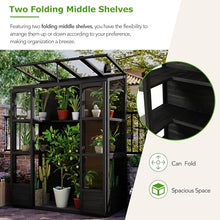 ANTSKU Wood Greenhouses for Outdoors, Cold Frame Greenhouse with 4 Independent Skylights & 2 Folding Middle Shelves, Large Walk in Lean to Green House for Backyard, Garden, 58" L x 29" W x78 H, Black