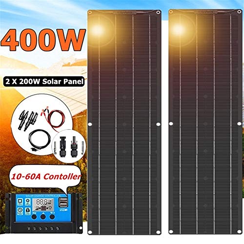 Framy High Efficiency Solar Panel 400W 2 * 200W Black Backplane Battery Charger for Car Yacht Boat RV Camping Caravan Home,Solar Panel Kit 20A